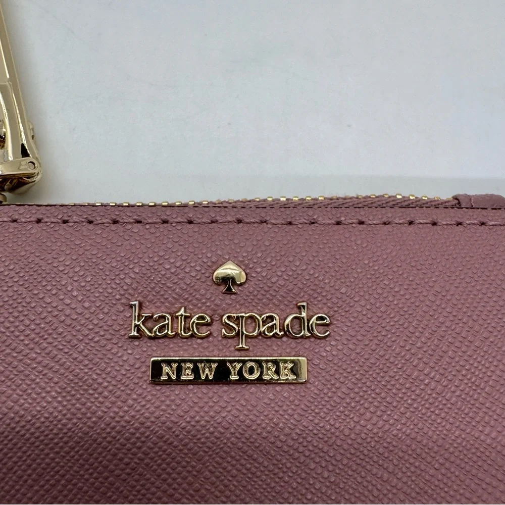 Kate Spade New York Classic Wallet ID Case Light Pink  W/ Black Stripe 4”x3”